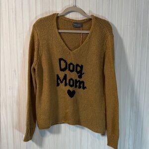 NWT WOODEN SHIPS DOG MOM V NECK SWEATER S/m